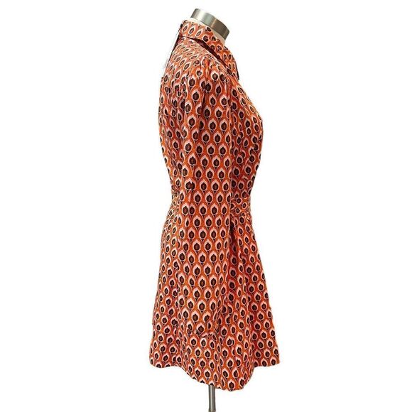 NWT ZARA Dress Brigitte Mini Belted Orange Printed Pockets Sz. XXL - Picture 7 of 14